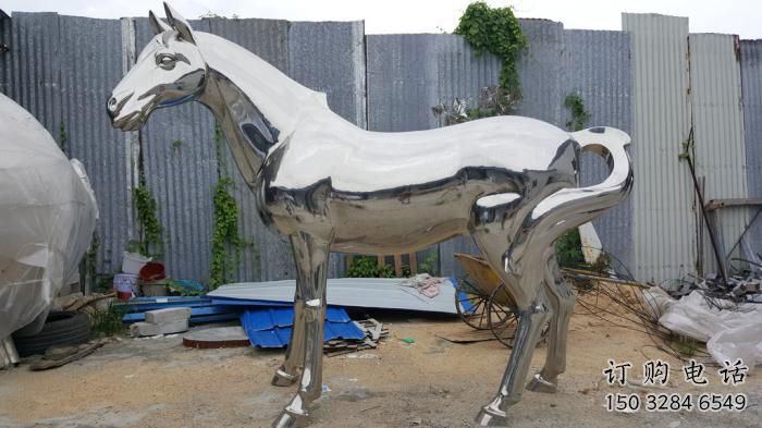 亮面馬雕塑廠家 平踏方式 不銹鋼亮面馬雕塑廠