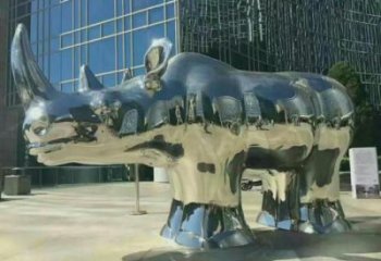 犀牛雕塑廠家 現代動物體系 不銹鋼犀牛雕塑廠