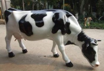 奶牛雕塑廠家 黑白點(diǎn)組合 不銹鋼奶牛雕塑工廠