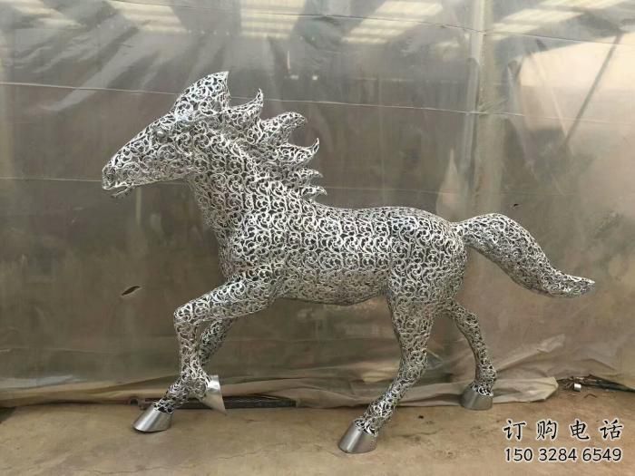 花片馬雕塑廠家 透視效果 不銹鋼花片馬雕塑工廠
