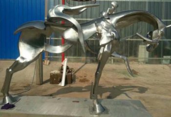 抽象馬雕塑廠家 金色動物素材 不銹鋼抽象馬雕塑廠