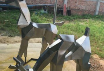 幾何鹿雕塑廠家 塊面藝術類 不銹鋼幾何鹿雕塑廠家