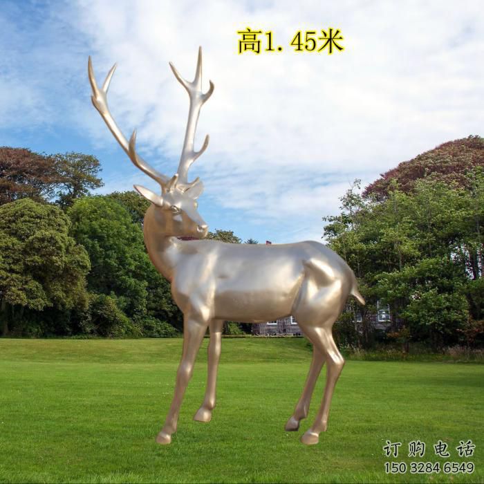 回頭梅花鹿雕塑廠家 香檳色系 不銹鋼雕塑梅花鹿報(bào)價(jià)