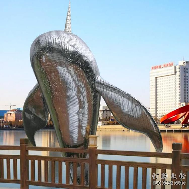 鯨魚雕塑廠家 動物美陳 不銹鋼鯨魚雕塑產品