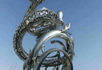 蛟龍雕塑廠家 室外動(dòng)物小品 不銹鋼蛟龍雕塑公司