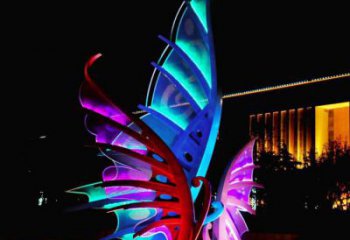 燈光蝴蝶雕塑廠家 夜景美陳系列 不銹鋼燈光蝴蝶雕塑制作