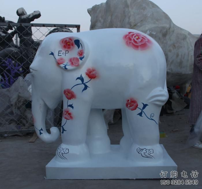 彩繪大象雕塑廠家 生產不銹鋼彩繪大象雕塑