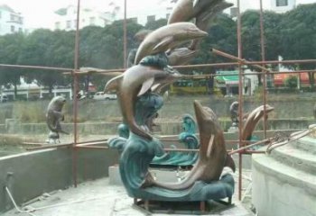 海豚戲水雕塑廠家 水景動(dòng)物類 制作戲水海豚雕塑