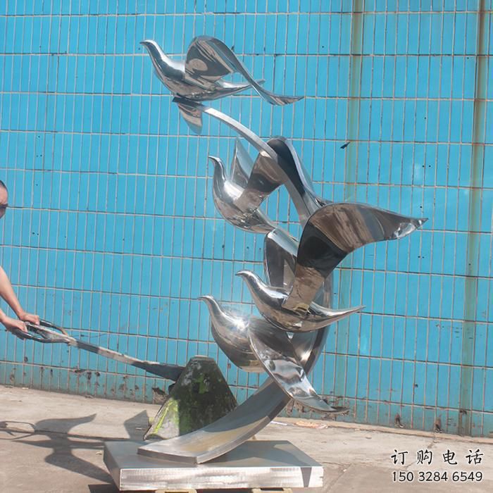 群鳥雕塑廠家 鳥禽小品 不銹鋼群鳥雕塑生產(chǎn)制作
