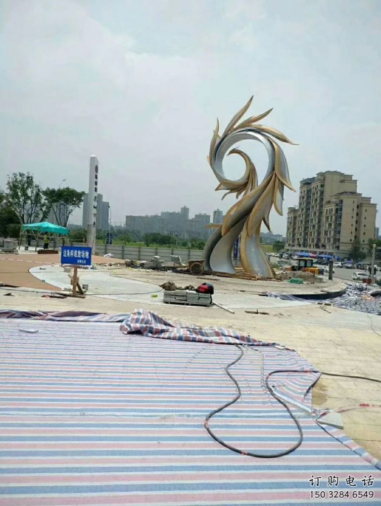 抽象鳳凰雕塑廠家 現(xiàn)代元素概念 不銹鋼鳳凰廠家雕塑