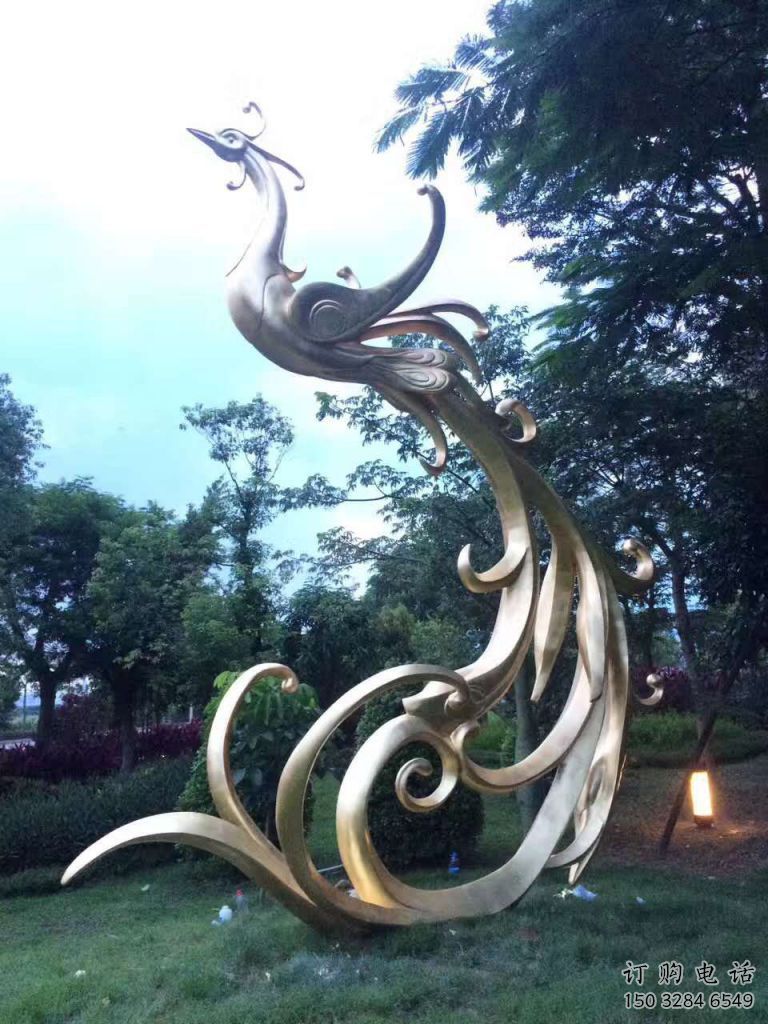 古典鳳凰雕塑廠家 古代藝術體 不銹鋼鳳凰雕塑產品