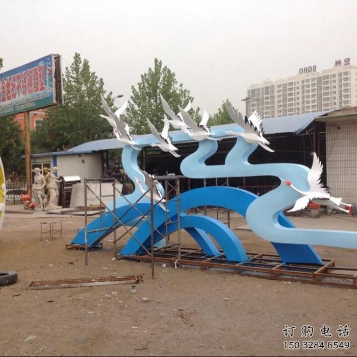 大雁雕塑廠家 鳥禽規格 提供不銹鋼大雁雕塑