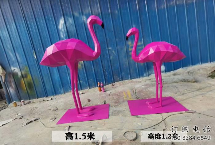 幾何火烈鳥雕塑廠家 不銹鋼幾何火烈鳥雕塑制作