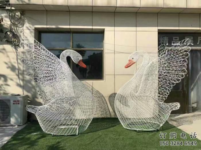 鏤空天鵝雕塑廠家 網格編織類 不銹鋼鏤空天鵝雕塑價格