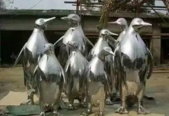 企鵝雕塑廠家 鏡面動物 不銹鋼鏡面企鵝雕塑制作
