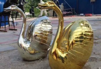 鈦金天鵝雕塑廠家 鍍鈦工藝 不銹鋼鈦金天鵝雕塑