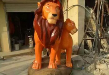 彩繪獅子雕塑廠家 動物景觀 公園獅子雕塑擺件