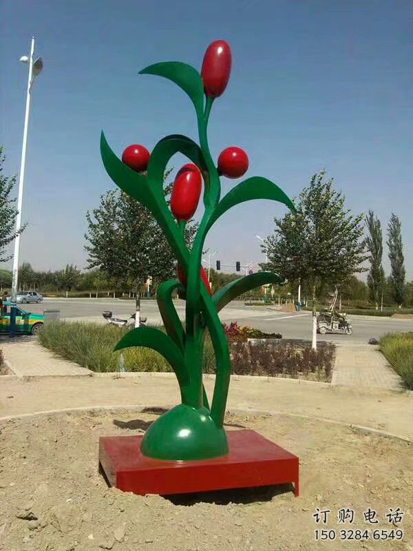 果樹雕塑廠家 園林不銹鋼水果雕塑