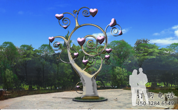 愛心樹雕塑廠家 園林不銹鋼愛心樹雕塑