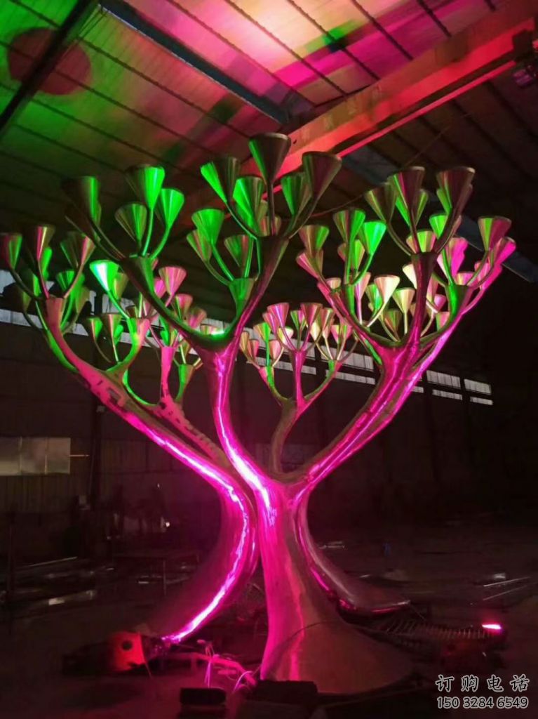 發光樹雕塑廠家 不銹鋼園林發光樹雕塑