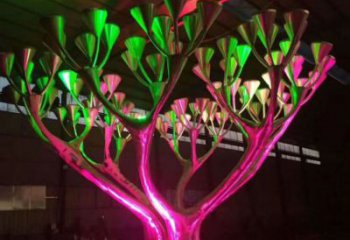 發光樹雕塑廠家 不銹鋼園林發光樹雕塑