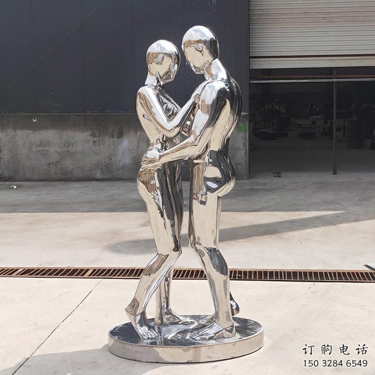 戀人雕塑 不銹鋼鏡面人物雕塑