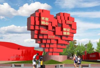 心形雕塑廠家 十字心形雕塑 不銹鋼烤漆雕塑