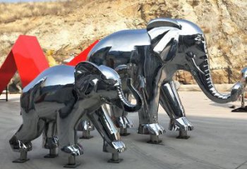 不銹鋼大象雕塑 鏡面不銹鋼大象雕塑