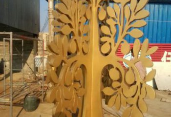 發(fā)財(cái)樹雕塑廠家 不銹鋼烤漆植物雕塑