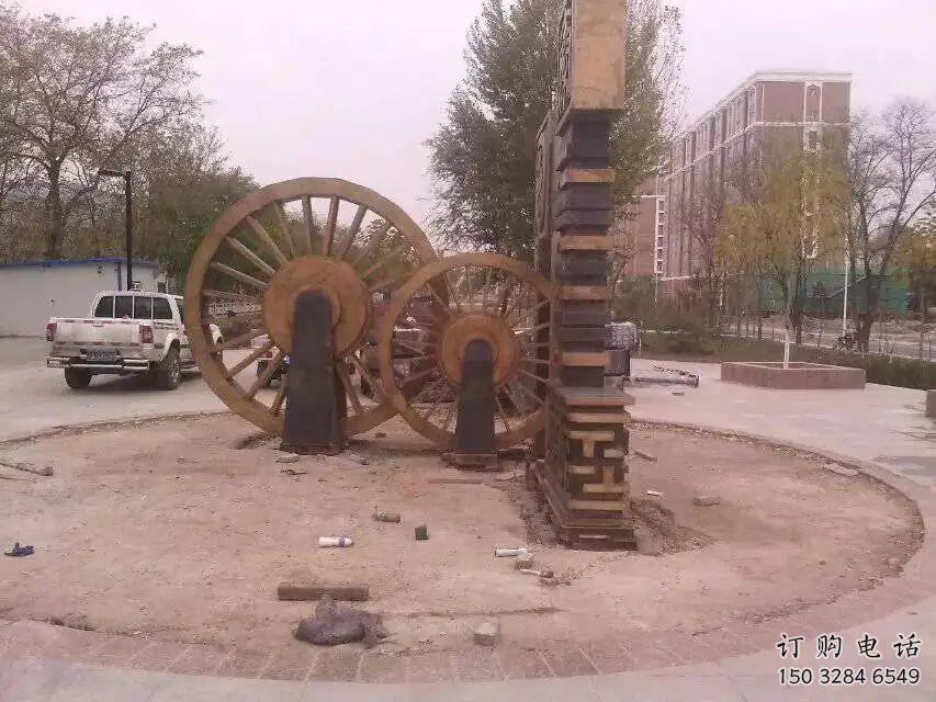 水車雕塑廠家 仿古藝術建筑 不銹鋼水車雕塑制作