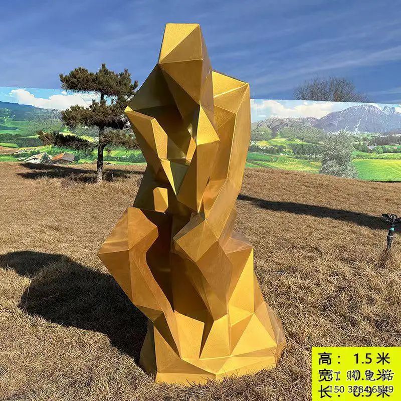 沉思者雕塑 烤漆幾何人物 不銹鋼幾何沉思者雕塑