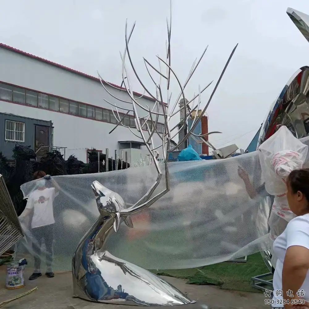 半身鹿雕塑 半身動物雕塑 不銹鋼半身鹿雕塑