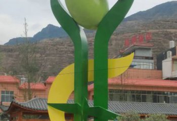 青果雕塑廠家 烤漆水果雕塑 不銹鋼烤漆青果雕塑