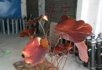 荷葉雕塑廠家 仿銅色植物 不銹鋼仿銅荷葉雕塑