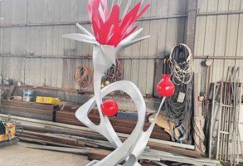 石榴花雕塑廠家 花卉景觀素材 不銹鋼石榴花雕塑廠家