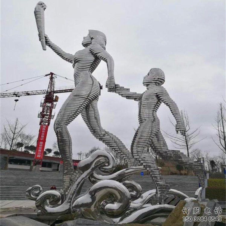 火炬人雕塑廠家 抽象體育人雕塑 不銹鋼火炬人雕塑