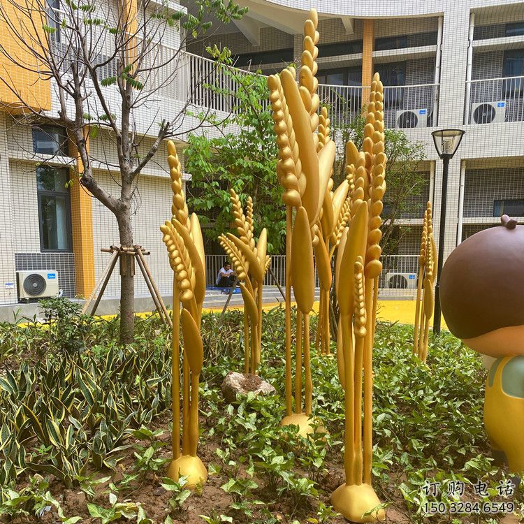 水稻雕塑 農村噴漆植物雕塑 大型不銹鋼水稻雕塑廠家