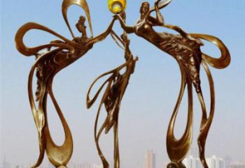 仙女雕塑 抽象鍍金人物雕塑 戶外不銹鋼仙女雕塑