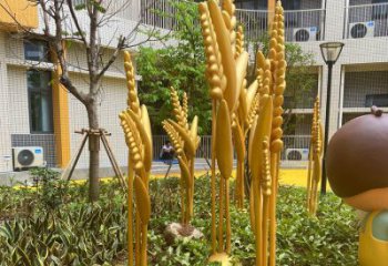 水稻雕塑 農村噴漆植物雕塑 大型不銹鋼水稻雕塑廠家