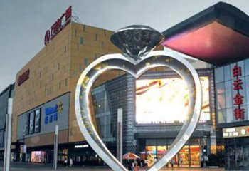 鉆戒雕塑 鏤空街道擺件 抽象不銹鋼鉆戒雕塑廠家