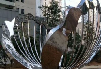 貝殼雕塑 鏡面海洋小品 戶外抽象不銹鋼貝殼雕塑