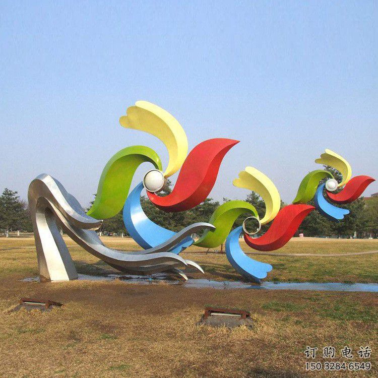 風(fēng)車雕塑 烤漆園林擺件 抽象不銹鋼風(fēng)車雕塑廠家