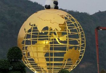 地球儀雕塑 鍍金景觀小品 戶外鏤空地球儀雕塑廠家