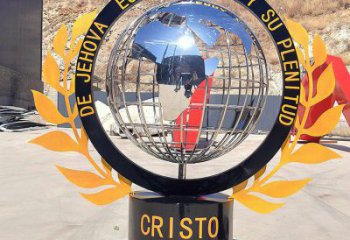 地球儀雕塑 鏡面拉絲小品 步行街不銹鋼地球儀雕塑廠家