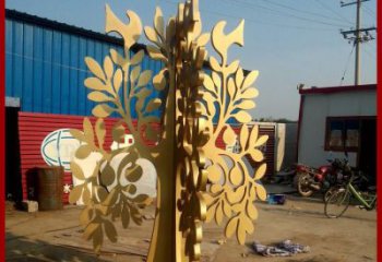 樹雕塑 剪紙噴漆植物 戶外大型不銹鋼樹雕塑廠家