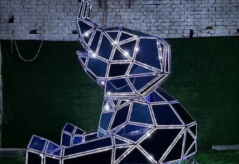 大象雕塑 鏤空發光小品 戶外不銹鋼大象雕塑擺件