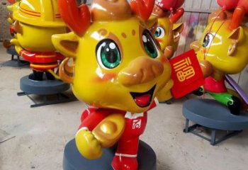 龍雕塑 彩繪動物擺件 幼兒園卡通龍雕塑廠家