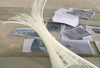 魚尾雕塑 中式鋼管烤漆 房地產魚尾雕塑