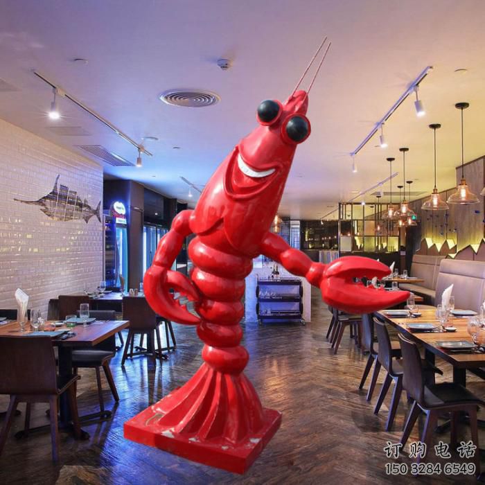 龍蝦雕塑 彩繪海洋擺件 幼兒園卡通龍蝦雕塑廠家
