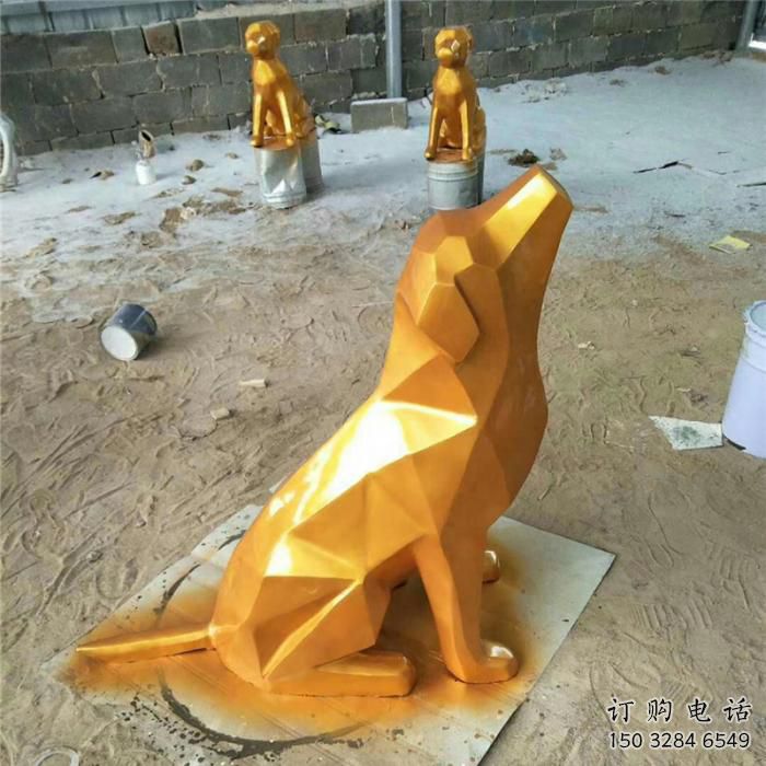 鍍金小狗雕塑廠家 風景區景觀小品 切面鍍金小狗雕塑